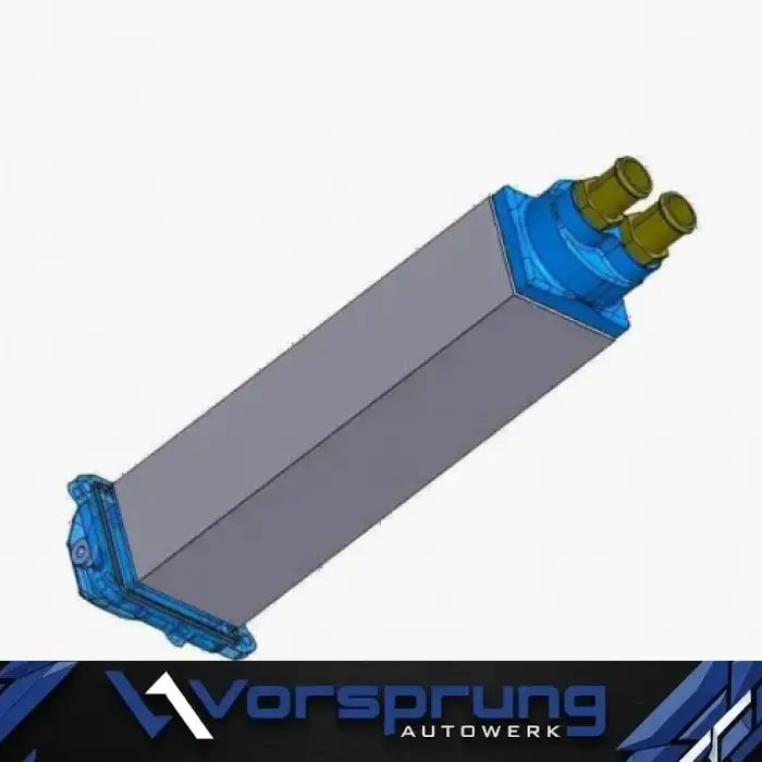 Audi 3.0T V6 supercharged EA837 engine performance part, rectangular metal unit with blue ends
