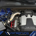 Titanium intake installed on Audi V6 TFSI engine in engine bay, performance air filter visible
