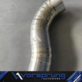 Titanium intake pipe for Audi S4 S5 Q5 SQ5 3.0T, curved with welded segments on grey surface
