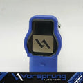 Blue ignition coil upgrade kit with logo, close-up on white background