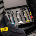 WASH & WHIPS 3-Step Car Care System car wash kit with sponge, mitt, and cleaning tools for automotive cleaning.