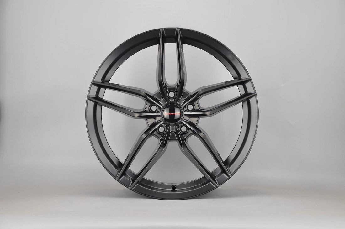 Satin black 18-inch Voss style wheels by WheeloutletNJ with 8-inch width and 35mm offset, designed for vehicle wheels.
