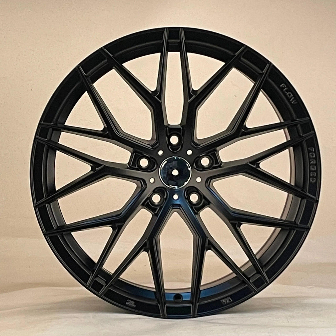 Satin black 19-inch IPW 1606 wheels from WheeloutletNJ with 8.5-inch width and 35mm offset, designed for vehicle wheels.