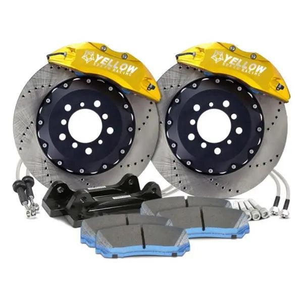 Yellow Speed Racing front 8-piston big brake kit with 356mm rotors for Audi A4 2012-2016 B8, featuring yellow calipers and performance design.