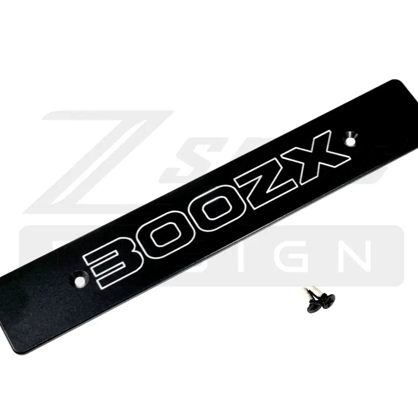 Black ZSPEC Design front bumper plate for Nissan Z32 300ZX, powder-coated billet with Japanese Z32 logo for JSpec '90-99 fascia.