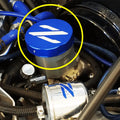 Black ZSPEC billet reservoir cap cover with Z logo for Nissan Z32 300ZX, 83mm I.D. engine coolant reservoir upgrade.