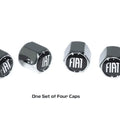 Chrome Fiat valve stem tire caps by ZSPEC Design, featuring a sleek, stylish design for durable wheel accessory enhancement.