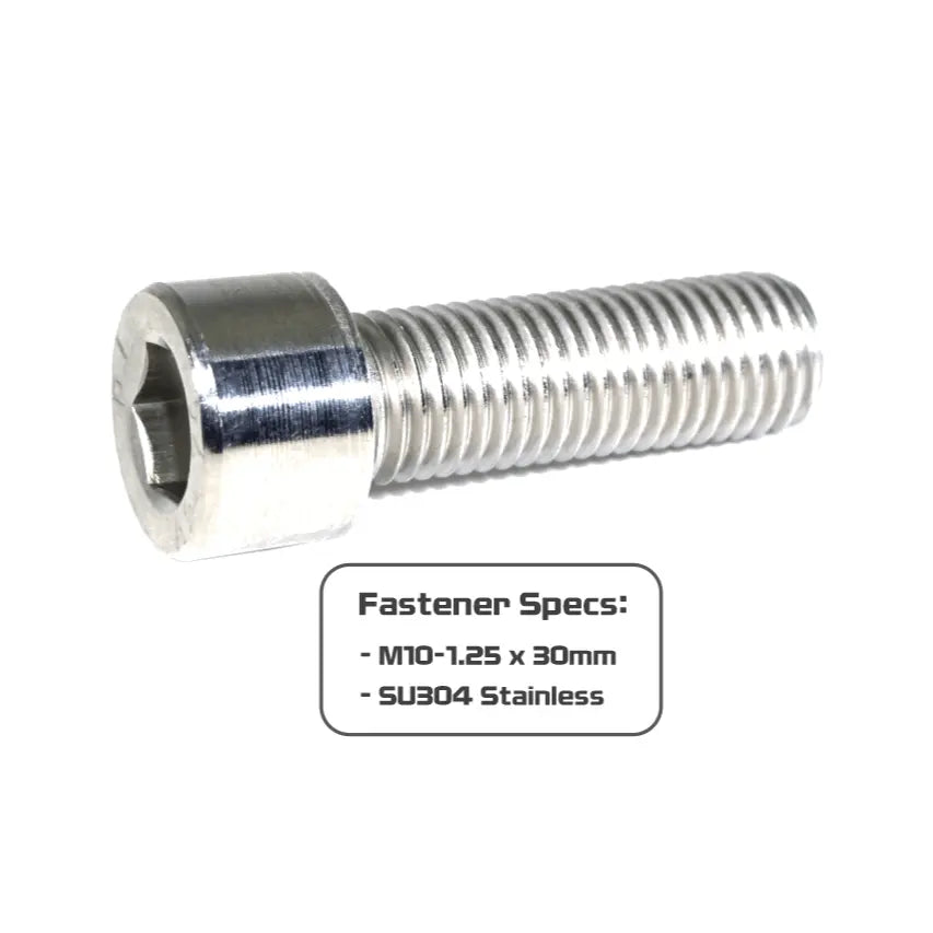 Set of 10 stainless steel ZSPEC M10-1.25x30mm fasteners, SHSC type, for durable, corrosion-resistant metal fastening.