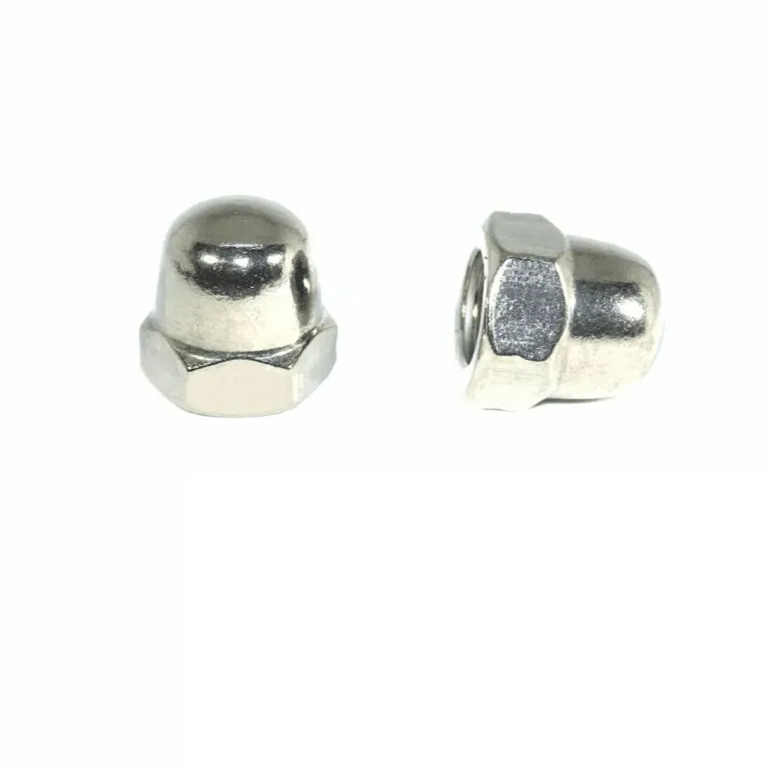 Set of 10 ZSPEC M6-1.0 acorn nuts made of SUS304 stainless steel, featuring a smooth, rounded top for secure fastening.