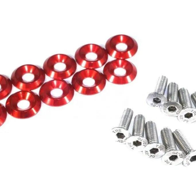 ZSPEC Design stainless steel M6-1.0x20mm metric fender fastener kit with 10 billet fasteners, black gloss finish