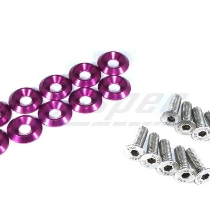 ZSPEC Design stainless steel M6-1.0x20mm metric fender fastener kit with 10 black billet fasteners.