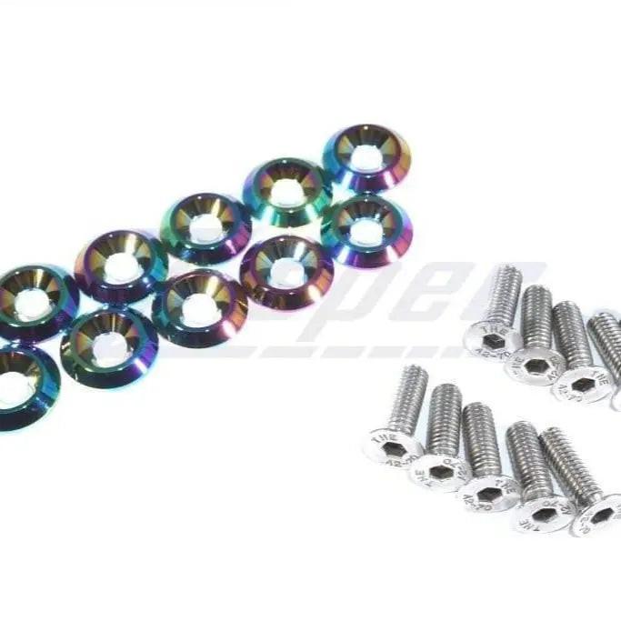 ZSPEC Design stainless steel M6-1.0x20mm metric fender fastener kit with 10 black billet fasteners for automotive use