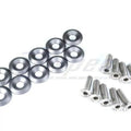 ZSPEC Design M6-1.0x20mm stainless metal fender fasteners kit with 10 black billet fasteners on a white background.