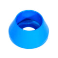 Set of 10 ZSPEC Design M8 angled cup finish washers for SHSC socket-cap fasteners, billet metal, glossy red finish.