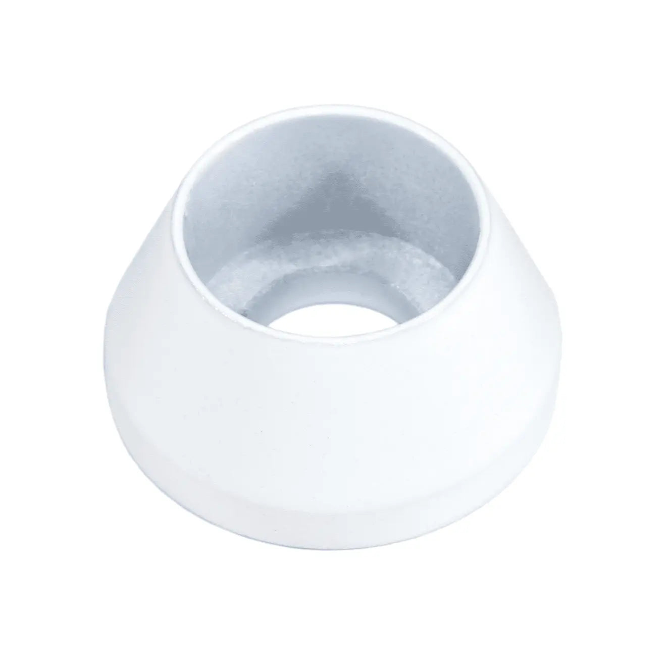 ZSPEC Design gloss red M8 angled cup finish washers for SHSC socket-cap fasteners, billet, 10-pack, close-up of fastener hardware