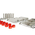 Polished stainless coil brackets kit for 1990-1999 Nissan Z32 300ZX by ZSPEC Design, includes matte purple components for engine bay.