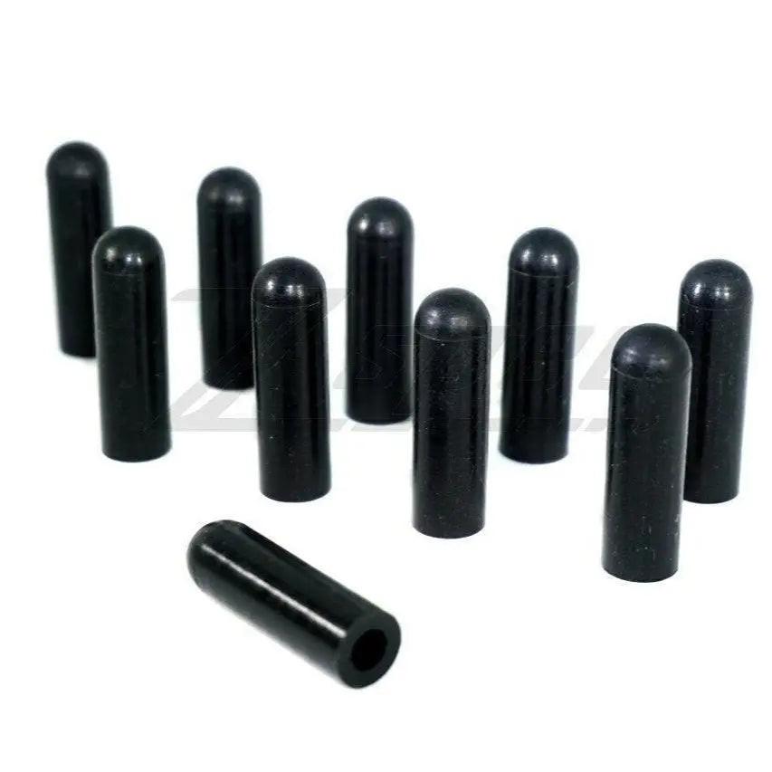 Set of 10 orange silicone rubber T-bolt clamp dress-up sleeves and caps by ZSPEC Design, for enhancing clamp appearance.