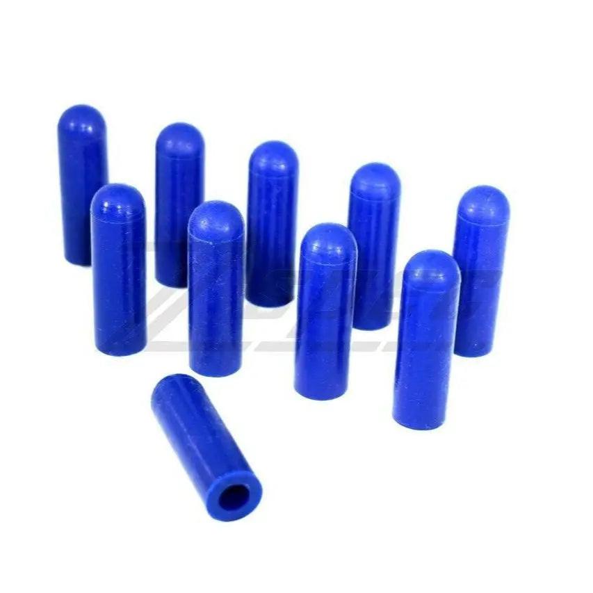 Set of ten orange silicone rubber T-bolt clamp dress-up sleeves and caps by ZSPEC Design, ideal for automotive or plumbing applications.