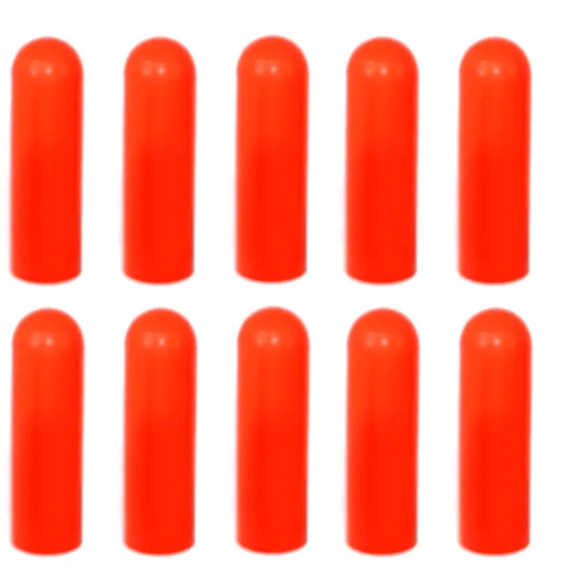 Set of ten orange silicone rubber T-bolt clamp dress-up sleeves and caps by ZSPEC Design, for automotive or industrial use.