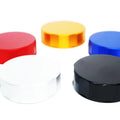 Red ZSPEC Design billet reservoir cap cover, 54mm diameter and 16mm tall, made of colored metal for automotive use.