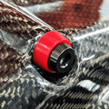 ZSPEC Titanium shoulder-bolt timing covers fasteners with red bushings for Nissan 300ZX Z32 engine, durable and lightweight.