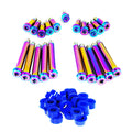 ZSPEC Design titanium shoulder-bolt timing cover fasteners with red bushings for Nissan 300ZX Z32 engine.