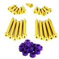 ZSPEC Design titanium shoulder-bolt timing cover fasteners with red bushings for Nissan 300ZX Z32 engine.