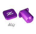 Silver billet aluminum cruise control cap covers with ZSPEC logo for 1990-1996 Nissan Z32 300ZX, designed for ZSPEC Design.