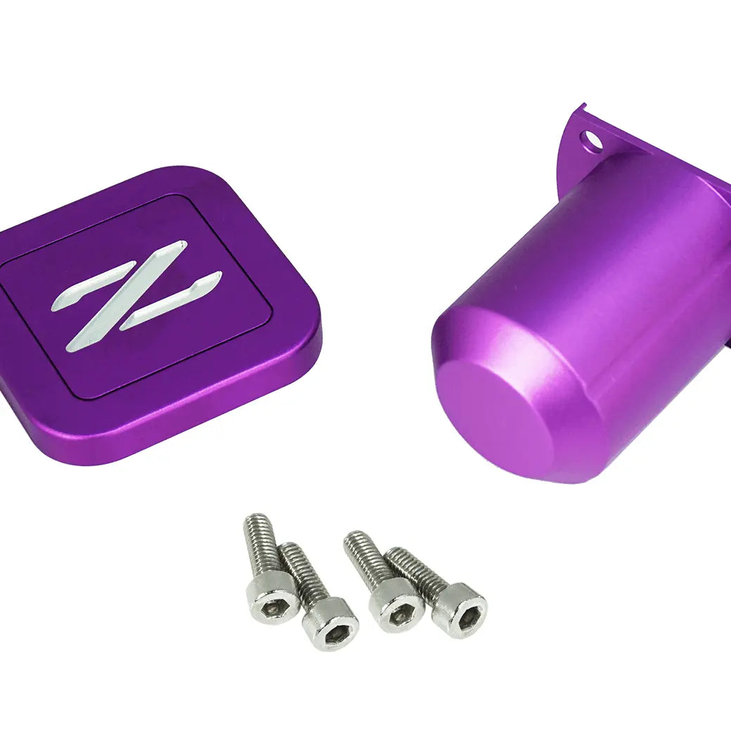 Silver billet aluminum cruise control cap covers for Nissan Z32 300ZX from ZSPEC Design, with Z logo, for 1990-1996 models.
