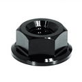 Silver ZSPEC M8-1.25 metric flare nut made of titanium Grade 5, designed for automotive or bike applications.