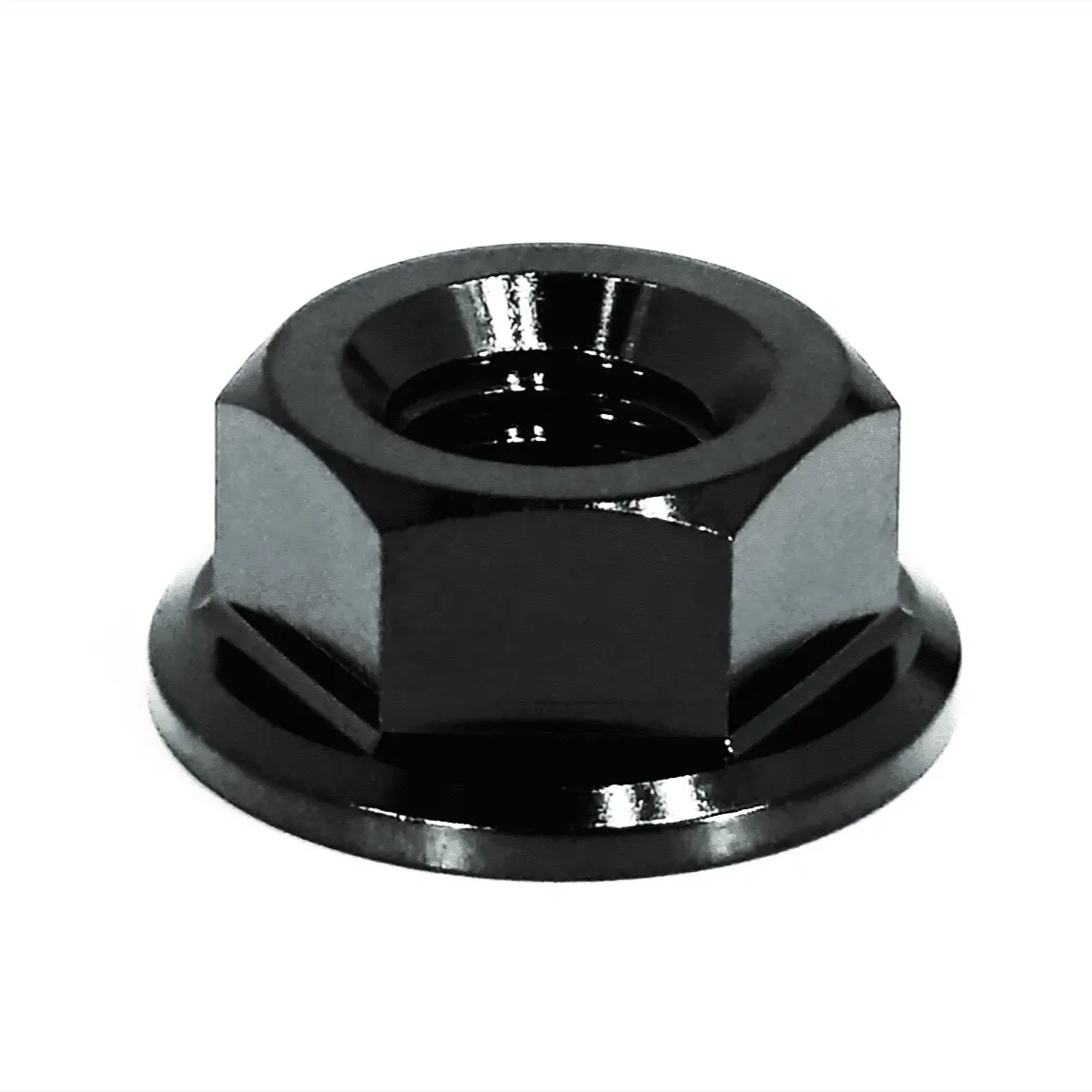 Silver ZSPEC M8-1.25 metric flare nut made of titanium Grade 5, designed for automotive or bike applications.