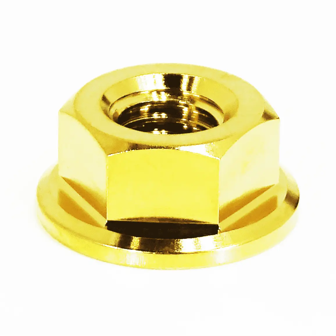 Silver ZSPEC M8-1.25 metric flare nut made of titanium Grade-5, designed for automotive and mechanical applications.