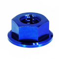 Silver ZSPEC M8-1.25 metric flare nut made of titanium Grade 5, designed for automotive or aerospace applications.