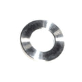 Silver ZSPEC Design M8 Metric Flat Washer made of Grade-5 titanium, shown in close-up with a smooth, flat surface.