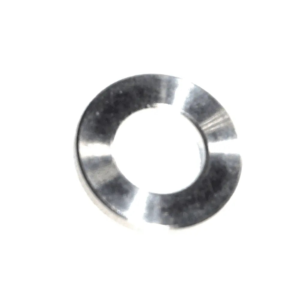 Silver ZSPEC Design M8 Metric Flat Washer made of Grade-5 titanium, shown in close-up with a smooth, flat surface.