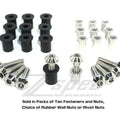 Set of 10 ZSPEC Design titanium M6x25mm shank/shoulder bolts and rivet nuts, stainless steel construction, for mechanical applications