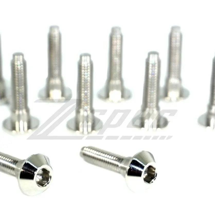 Set of 10 ZSPEC Design titanium M6x25mm shank shoulder bolts and rivet nuts, stainless steel, for mechanical fastening.