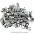 Set of 10 ZSPEC Design M6x25mm titanium shank/shoulder bolts with well or rivet nuts, showcasing the bolts and nuts on a white background.