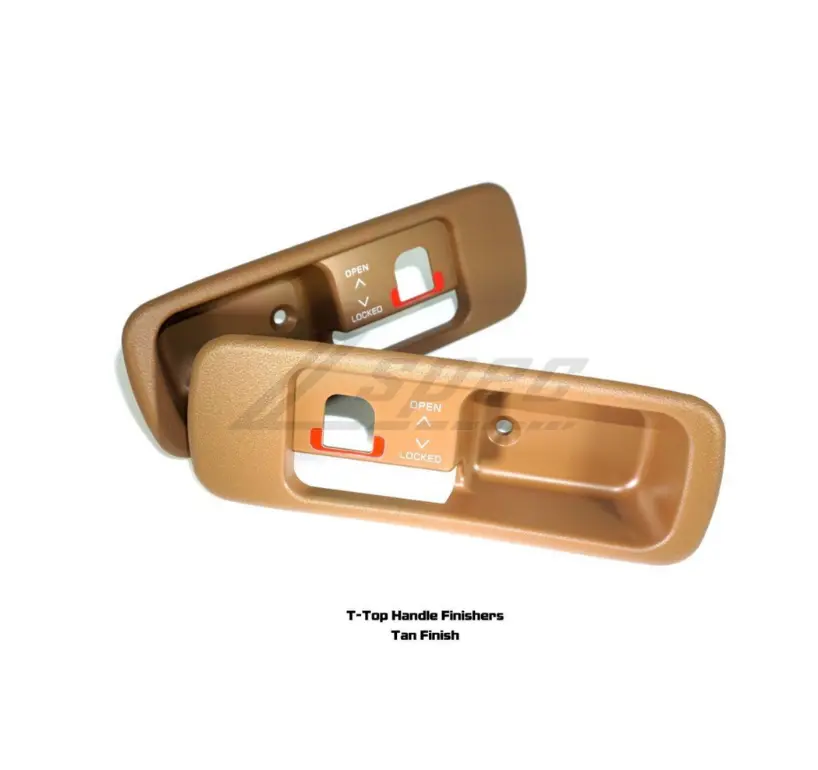 ZSPEC Design T-Top Handle Finisher Set for Nissan Z32 300ZX with non-locking T-tops, tan color, includes handle and finishing pieces.
