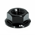 Black titanium flare nuts for Nissan Z32 300ZX, grade-5 titanium shock tower flare nuts by ZSPEC Design, shown with detailed threading.