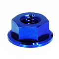 Blue titanium flare nuts for Nissan Z32 300ZX shock tower, Grade-5 titanium ZSPEC Design automotive parts.