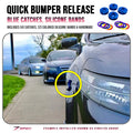 ZSPEC Design quick release bumper fastener kit with blue catches and colored bands, featuring billet aluminum construction.